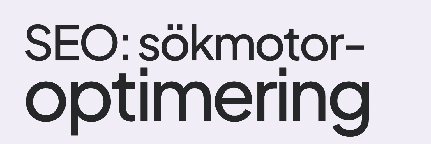 seo konsult Texten: SEO – sökmotoroptimering i svart med lila bakgrund som header på Filippa Storms, konsult inom sökmotoroptimering, tjänstesida